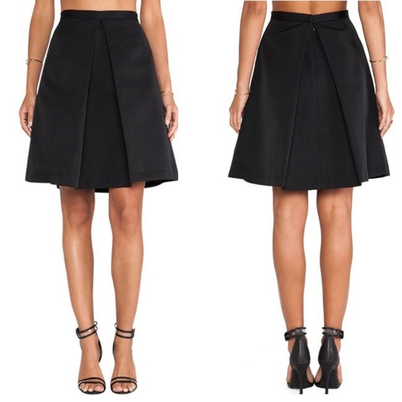 Tibi Dresses & Skirts - Tibi Black Katia Faille Pleated A-line Skirt